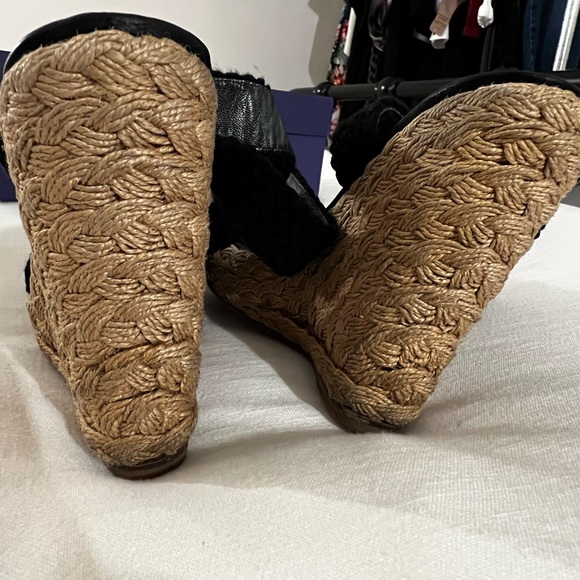 Stuart Weitzman Alex Black Nero Espadrilles Wedges Sandals - Picture 6 of 7